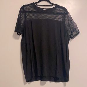 Garage Black t shirt with mesh detail
